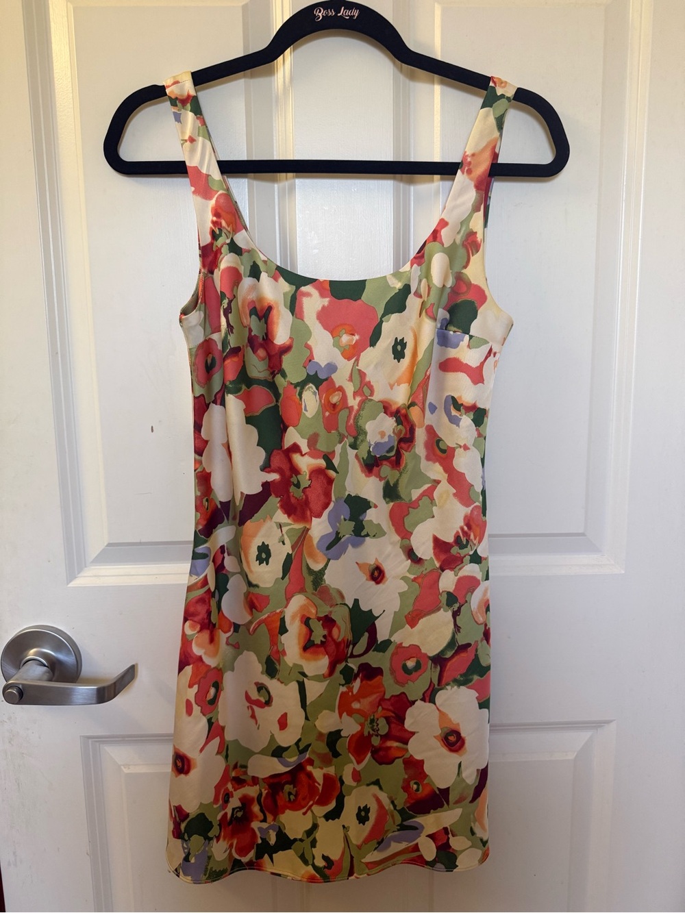 Abercrombie XSP satin floral shift dress